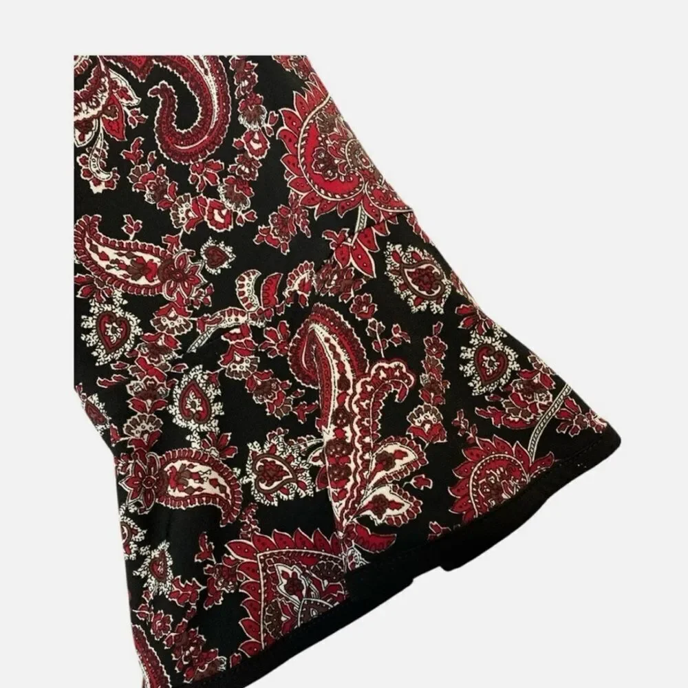 Michael Kors | Red Paisley Print 3/4 Bell sleeve A Line Dress | M